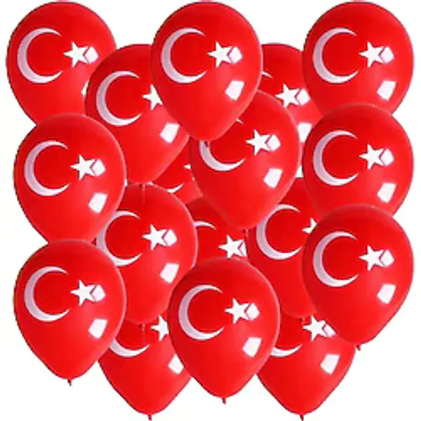 Bayrak Balon Türk Bayraklı Baskılı Balon Bayram Süsü - 100 Adet
