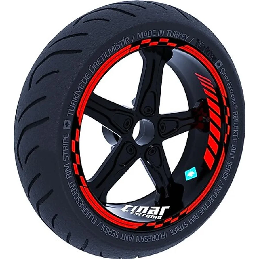 Bayrak Kırmızı Moto GP İç Dış Jant Şeridi Takım Sticker Çınar Extreme