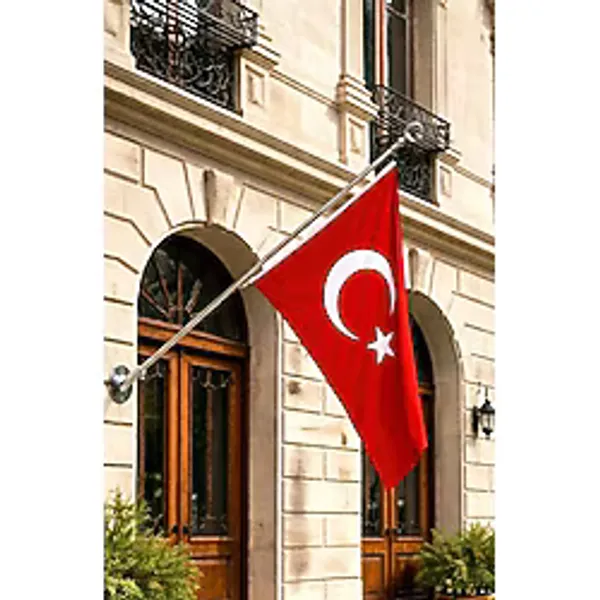 Bayrakal Bayrak Direği 130cm + Türk Bayrağı 70x105cm, Bina Cephe Direği, Balkon Bayrak Direği
