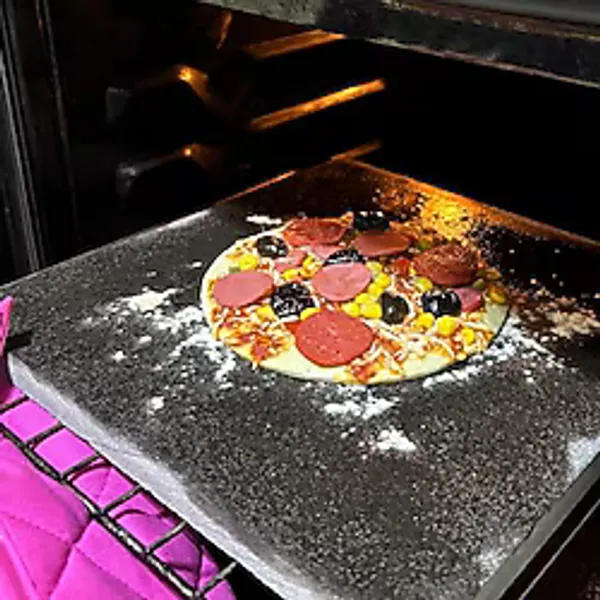 Bazalt Pizza, Fırın Taşı, Ekmek, Mangal Taşı 30x35 cm - Doğal Bazalt Pişirme Taşı