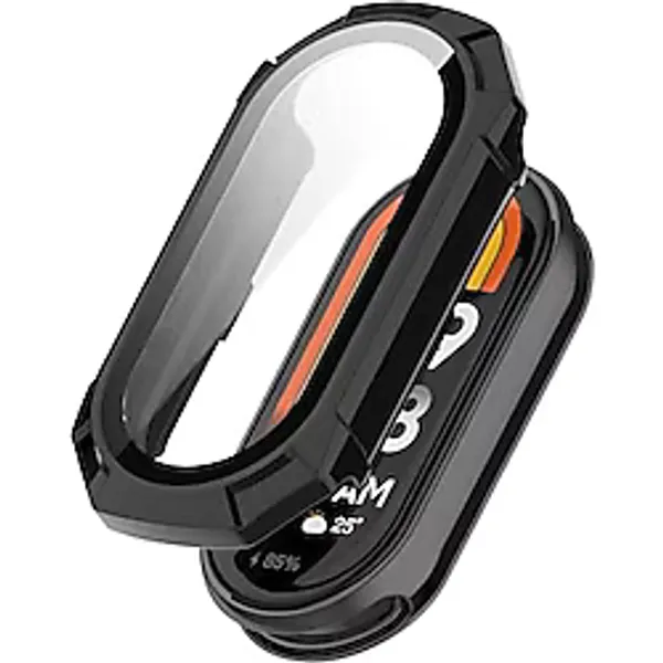 bbtech Xiaomi Mi Band 8 Uyumlu Akıllı Bileklik İle Birebir Tam Uyumlu 360 Sert PC Kasa Ekran Koruyucu;Siyah