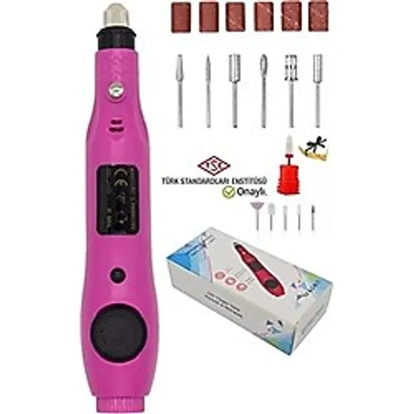 Beauty Box Tırnak Törpü Makinesi Kalıcı Oje Çıkarıcı Nasır Temizleyici Polisaj Manikür Pedikür Protez Tırnak Pembe