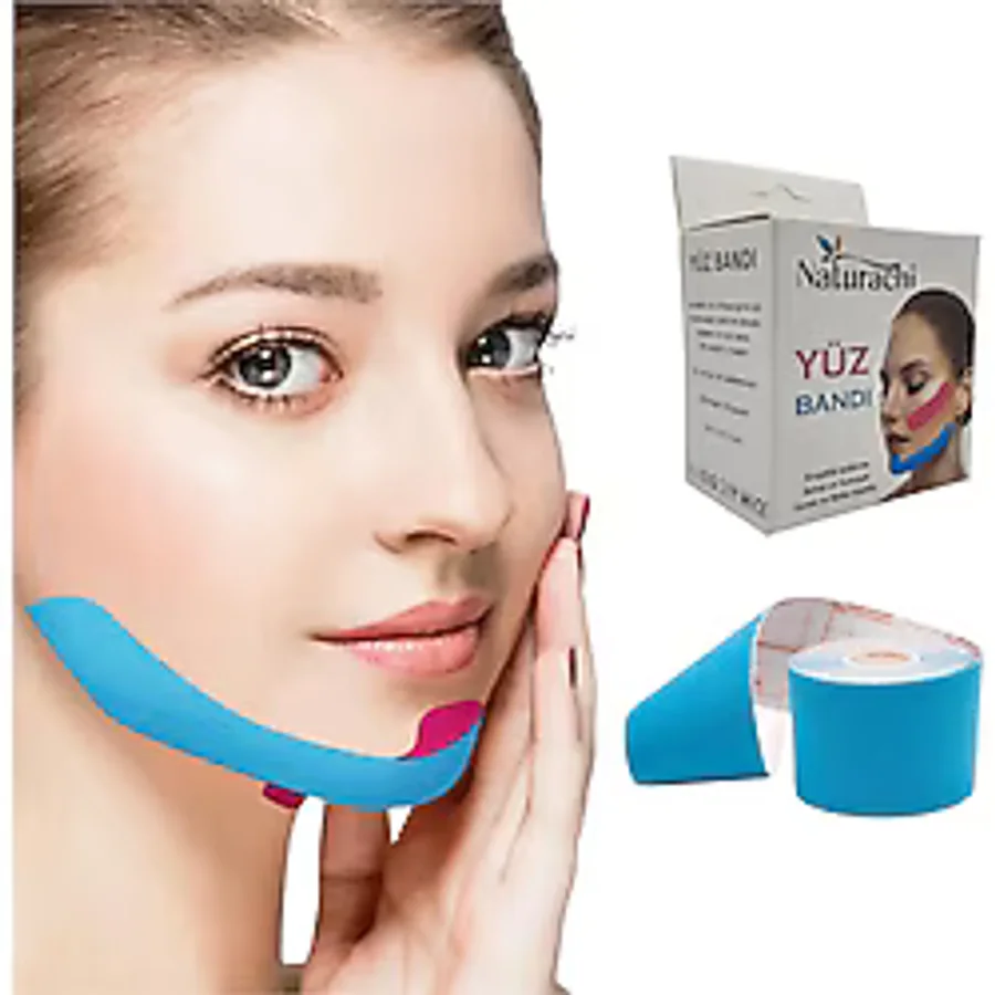 Beauty Tape Yüz Yogası İçin Kinesio Tape Face Tape Yüz Germe Bandı Mavi Renk