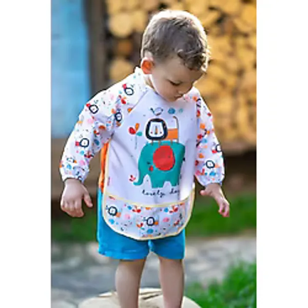 Bebechi Bebek 0-26 Ay Cepli Uzun Kollu Aktivite Hobi Mama Önlüğü - Beyaz - Standart
