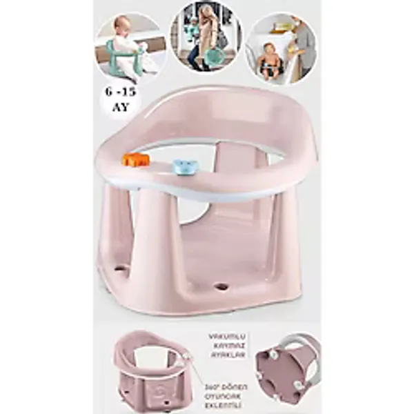 Bebek Banyo Oturağı - Vakum Tabanlı Bebek Mama Oturağı - Bel Destekli Vakumlu Mama,Pudra
