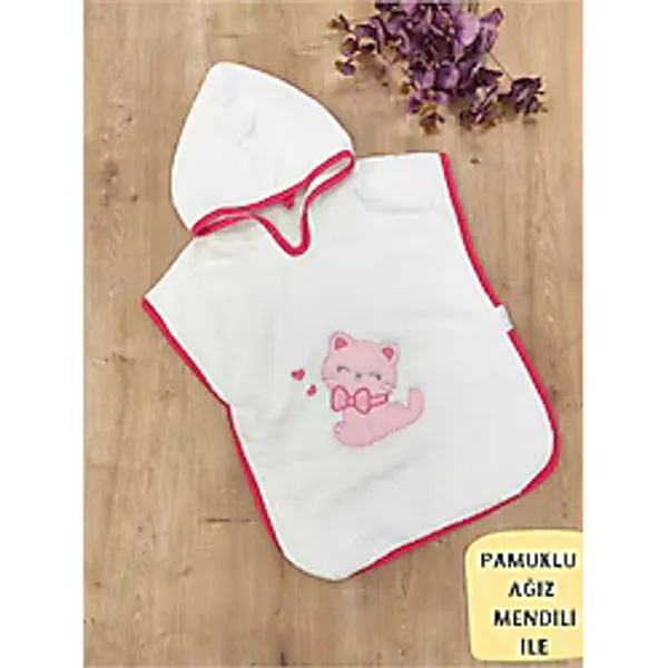 Bebek Bornoz Pareo Başlıklı %100 Pamuklu Bebek Havlu Hediyelik Yumuşacık Su Emici Nakışlı 1-3 Yaş