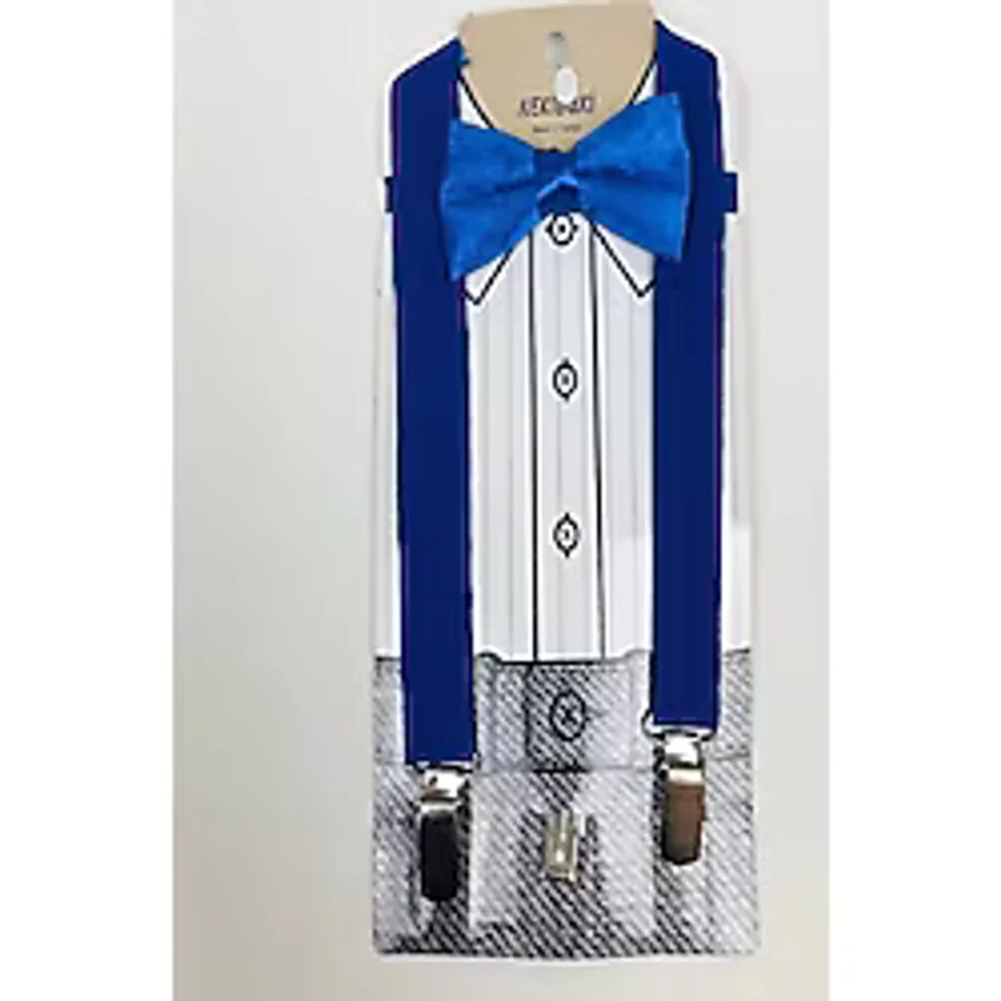 Bebek Çocuk Papyon Ve Pantalon Askısı Set Hediyeli Mavi