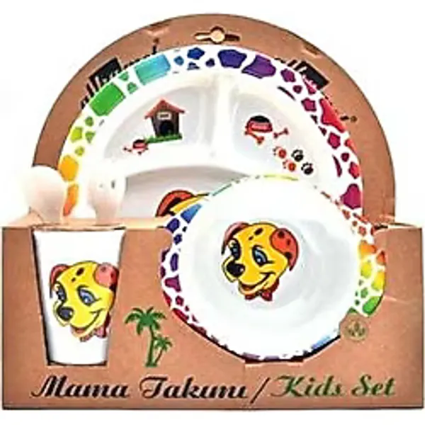 Bebek Mama Tabağı Köpek Formlu 5 Li Set Melamin Oval