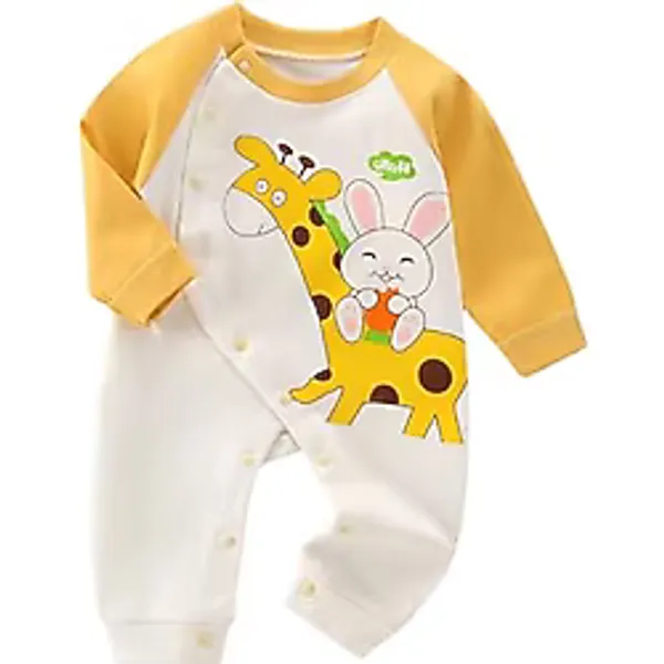 Bebek Onesie Sonbahar Kış Uzun Kollu Penye Pamuklu Karikatür Ayı Dinozor Baskılı Tulum Erkek Kız İç Çamaşırı Bebek Giysileri (Yeşil Kral taçlı dinazor, 0-6 Months, Yeşil Kral taçlı dinazor)