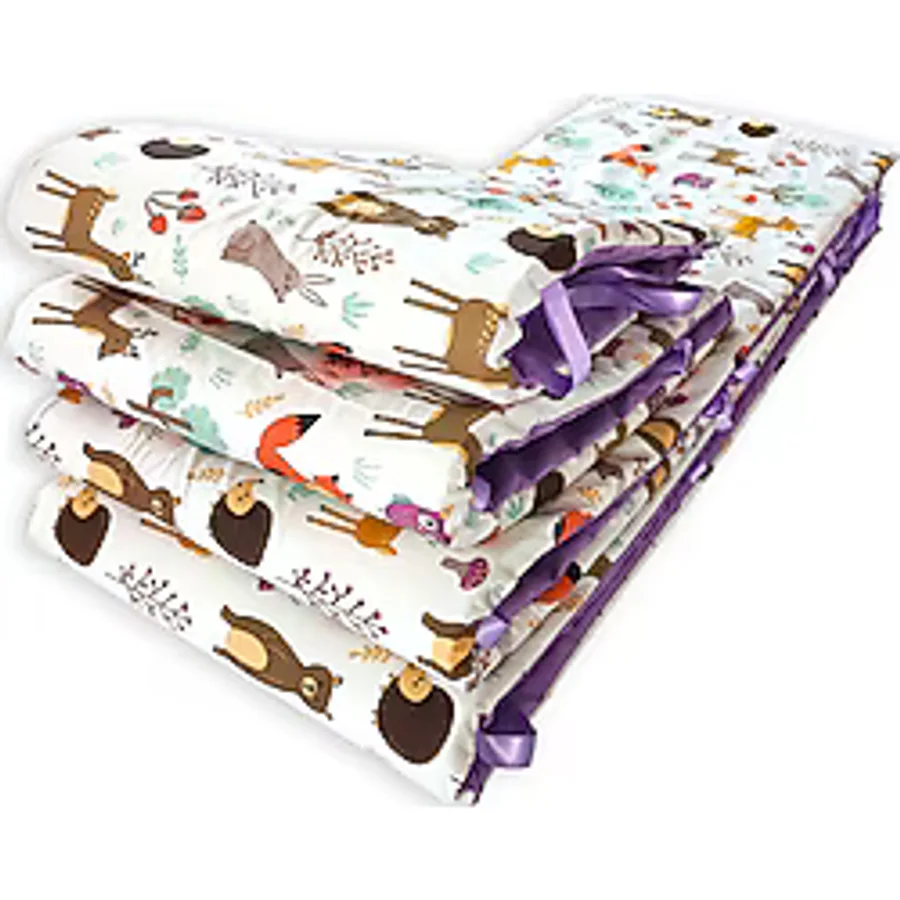 Bebek Özel Bebek Çocuk Beşik Kenar Koruma 50x90 Anne Yanı (4 Parça) Bariyer Doğa Lila
