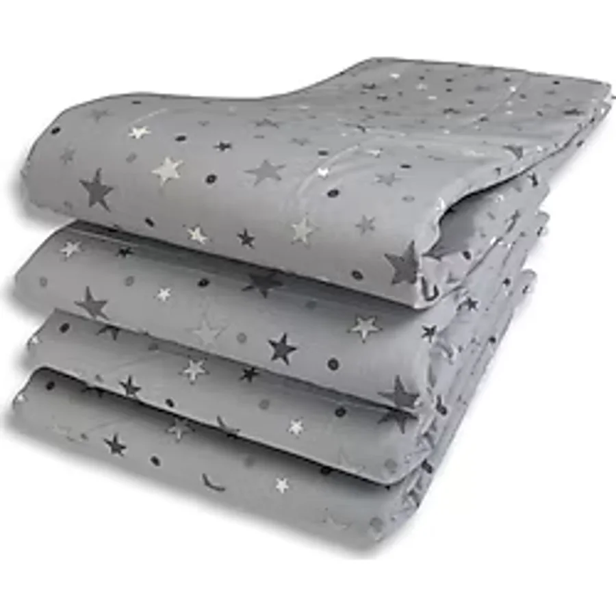 Bebek Özel Bebek Çocuk Beşik Kenar Koruma 50x90 Anne Yanı (4 Parça) Gri Yeni Yıldızlı