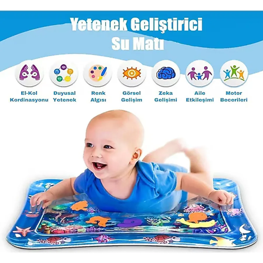 Bebek Su Oyun Matı Tummy Time Karın Üstü Aktivite Zamanı Aktivite Matı