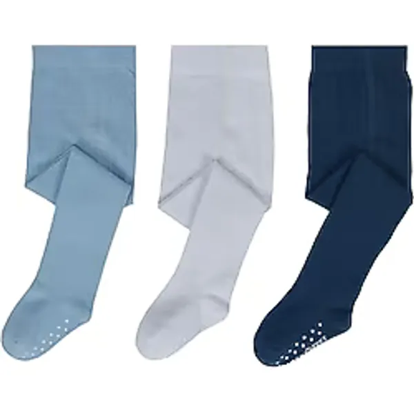 Bebek ve Çocuklar İçin Külotlu Çorap 3 Çift Pamuklu Kaymaz Taban Yumuşak Unisex Çoraplar Bebekler ve Yeni Yürümeye Başlayan Çocukları İçin Tayt Çoraplar (Mavi-Beyaz-İndigo, 1-2 Yaş)