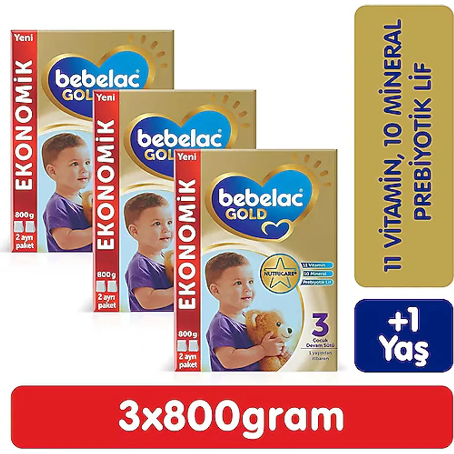 Bebelac Gold 3 Devam Sütü 800 gr 3 Adet