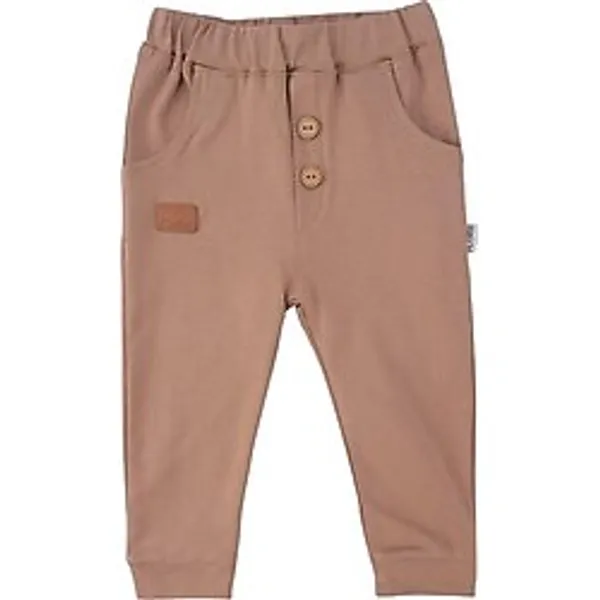 Bebelop Unisex Bebek Bel Lastikli Cepli Tek Alt Eşofman Altı Penye - Kahverengi - 9 Ay