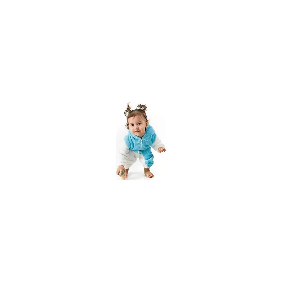 Bebesev Welsoft Peluş Unisex Kışlık Bebek Takımları Çocuk Giyim Bebek Kıyafeti çocuk kostümü Welsoft Takım - Mavi - 0 - 6 Ay