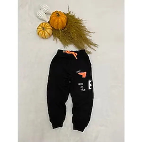 Bedi Baby Erkek Bebek Dinozor Desenli Eşofman Altı Çocuk Pantolon 1/2/3/4 Yaş - 01-Siyah