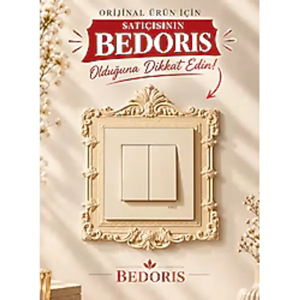 Bedoris Antik Barok Dekoratif Anahtar/ Priz Çerçevesi - Vintage Bej
