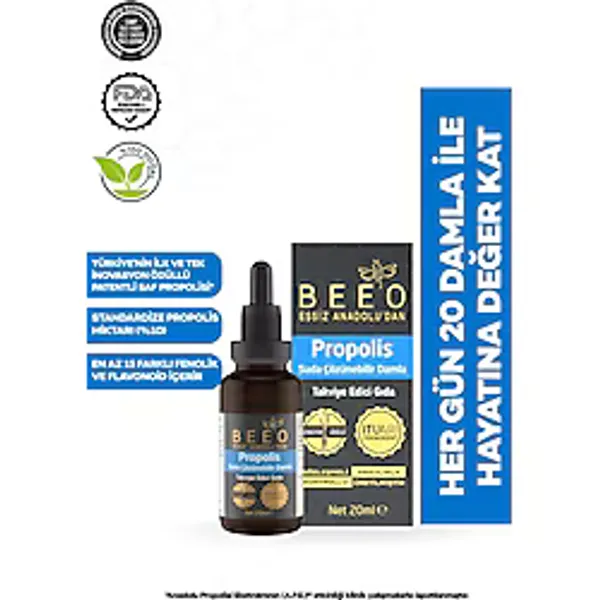 BEE'O Suda Çözünebilir Propolis Damla 20 ml - 20 gr