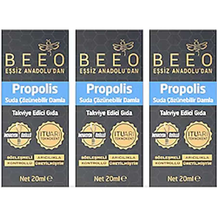Bee'o Suda Çözünür Propolis Damla 20 ml 3'lü