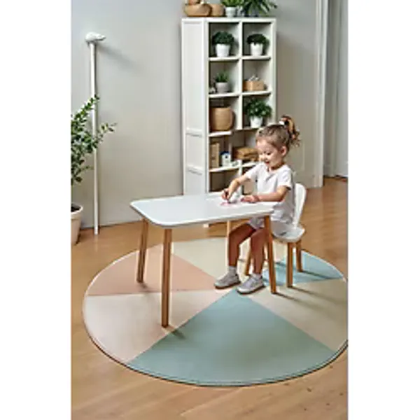 Bee Smart Oyun Masası-Aktivite Masası-Çalışma Masası-Etkinlik Masası-Ahşap 1 Sandalyeli Çocuk Masa Sandalye Takımı - Beyaz - Naturel Ahşap