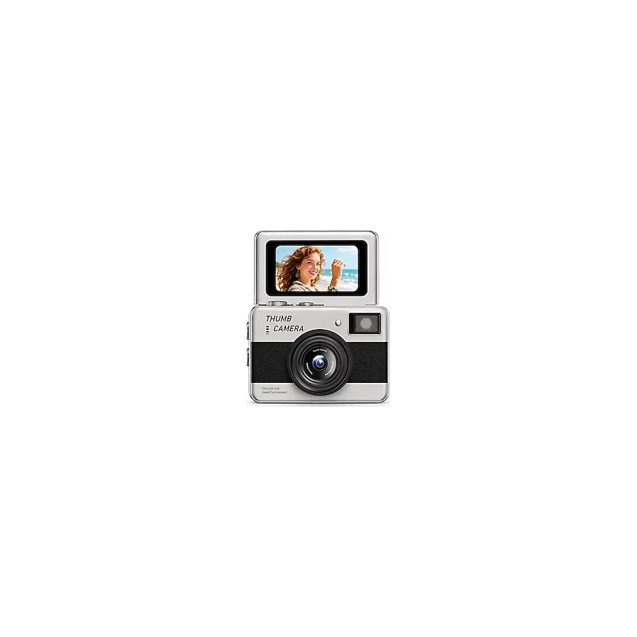 Beemen 48MP 4K Mini Dijital Fotoğraf Makinesi 2.4'' Döner Selfie Ekranı Otomatik Odaklama LED Flaş Şarj Edilebilir Çocuk ve Başlangıç Seviyesi Kamera - Siyah