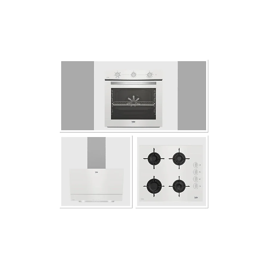 Beko Beyaz Cam Avantajlı Ankastre Set - 3'lü Ankastre Set (BFC 221 HB, BOCD T 6011 EHB, BDE 6050 HB)