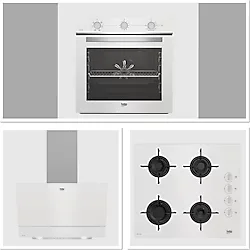 Beko Beyaz Cam Avantajlı Ankastre Set - 3'lü Ankastre Set (BFC 221 HB, BOCD T 6011 EHB, BDE 6050 HB)
