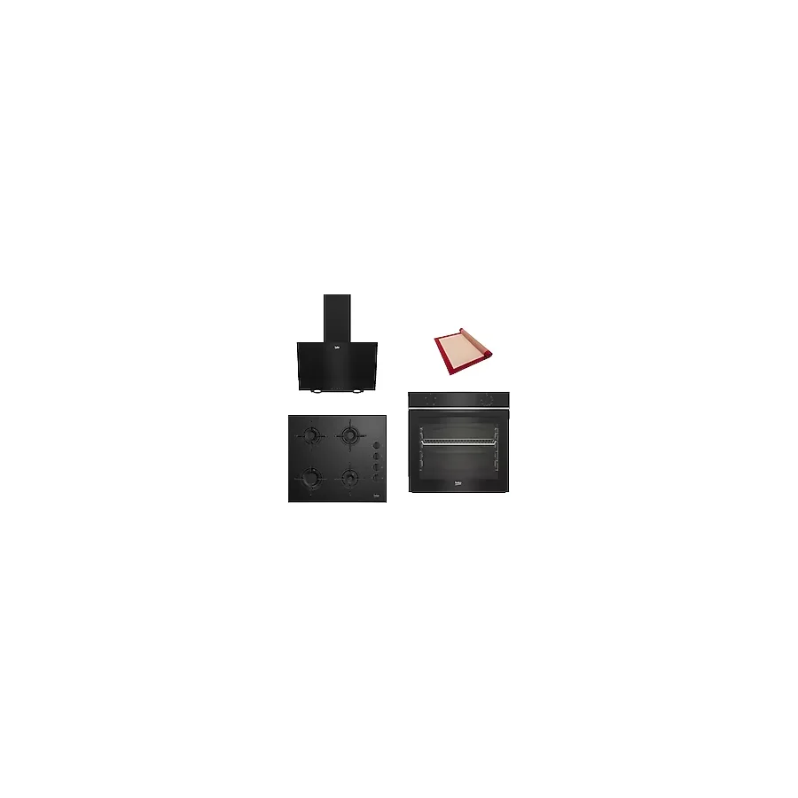 Beko New Black Star 3 Lü Ankastre Set ( Bfc 210 S - Bocd T 6011 Es - Bde 6050 S ) - Silikon Yanmaz Yapışmaz Pişirme Matı ile Birlikte