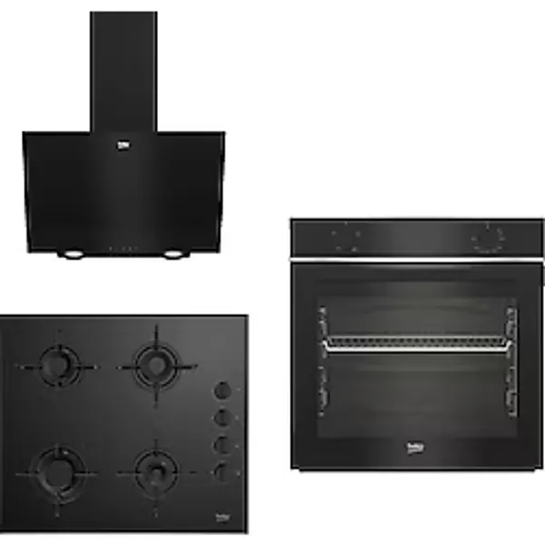 Beko New Black Star 3 Lü Ankastre Set Bfc 210 S - Bocd T 6011 Es - Bde 6050 S Siyah Cam Yüzeyli A Enerji Sınıfı Modern Mutfak Uyumlu
