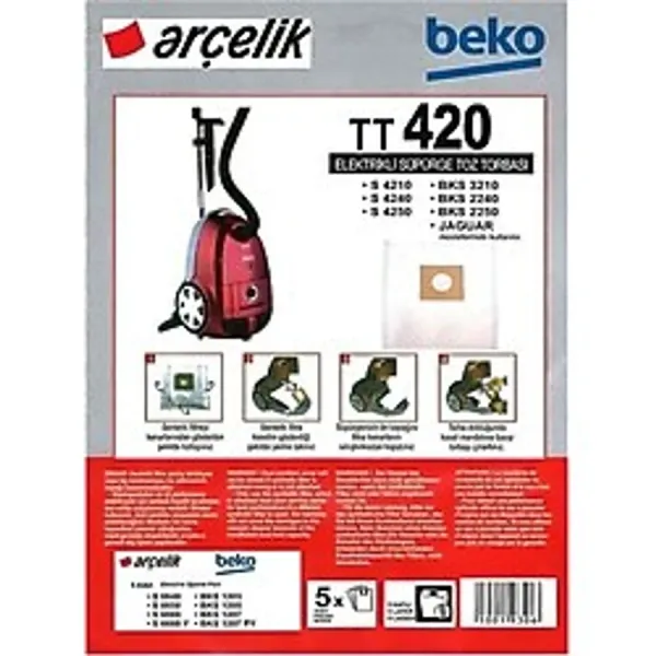 Beko S 4210 4240 4250 Elektrikli Süpürge Torbası 20 Adet Bez
