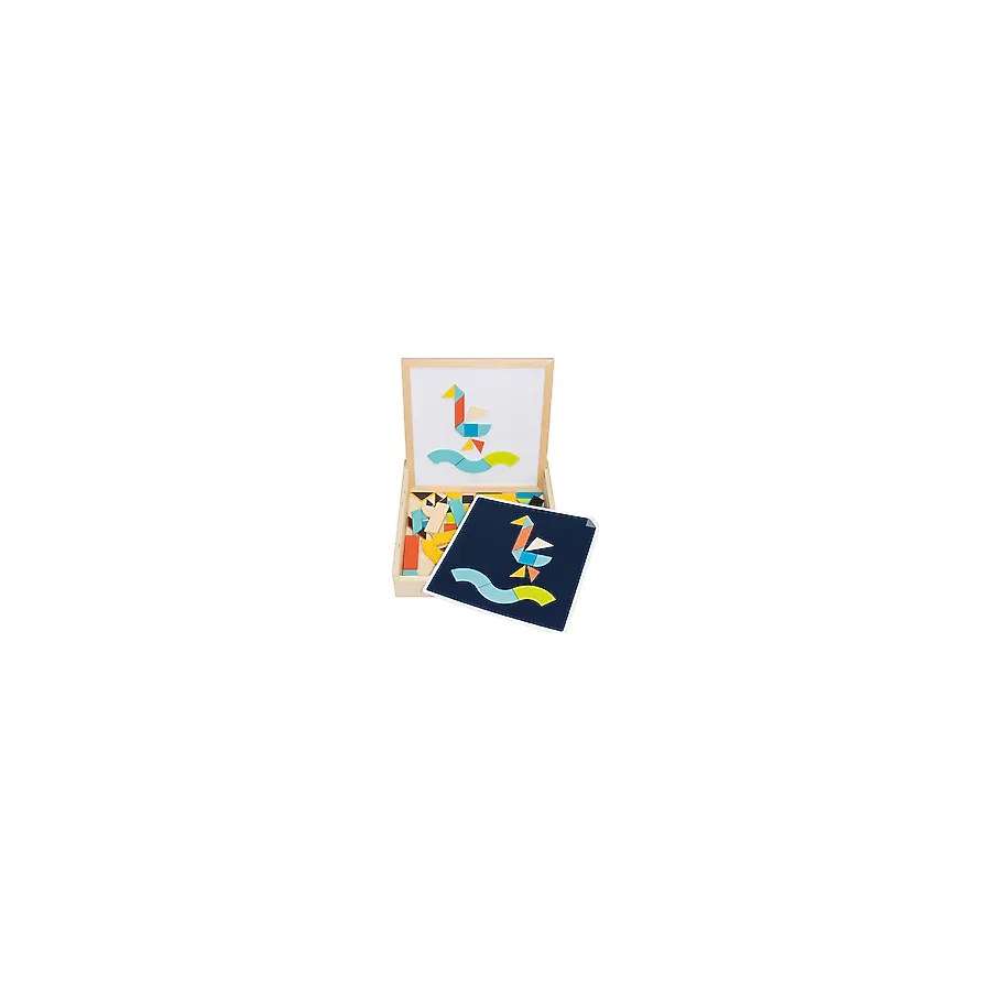 Beleduc Magnetik Tangram Oyunu 70 Ahşap Parça ve 22 Etkinlik Kartları
