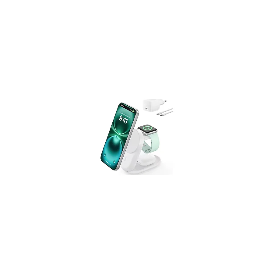 Belkin UltraCharge MagSafe Uyumlu 3'ü 1 Arada Qi2 25W Kablosuz Şarj Cihazı, iPhone 16, Watch,
