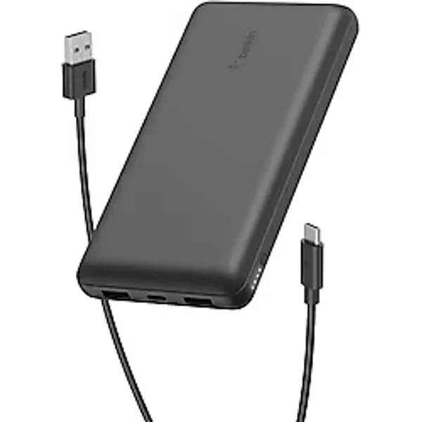 Belkin USB C Taşınabilir Powerbank 20000 mAh, USB Tip C Giriş Çıkış Bağlantı Noktalı 20K Güç Bankası için USB C - A Kablosu Dahil 2 USB A Bağlantı Noktası, Siyah