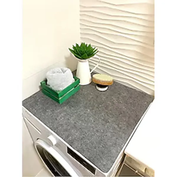 Bellalithe Keçe Çamaşır Makinesi Örtüsü Makine Üstü Pad 55x60 Cm Gri