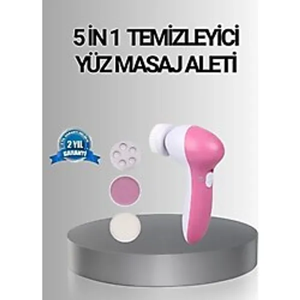 Belle Fusion Mey Ithalat 5 Başlıklı Yüz Masaj Aleti - Cilt Temizleme, Peeling, Siyah Nokta ve Gözenek Bakımı