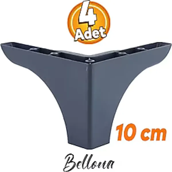 Bellona Mobilya Kanepe Sehpa Puf Koltuk Ayağı 10 Cm Antrasit Baza Ayakları (4 Adet)