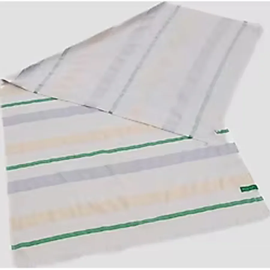 Benetton Home Banyo Peştemal Havlu Çizgili Yeşil Bej Gri %100 Pamuk 80x165 cm