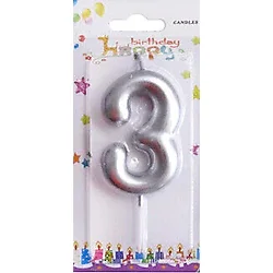 Benim Marifetlerim - 3 Yaş Gümüş Pasta Mumu