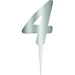 Benim Marifetlerim - 4 rakamı Gümüş Pleksi Pasta Süsü