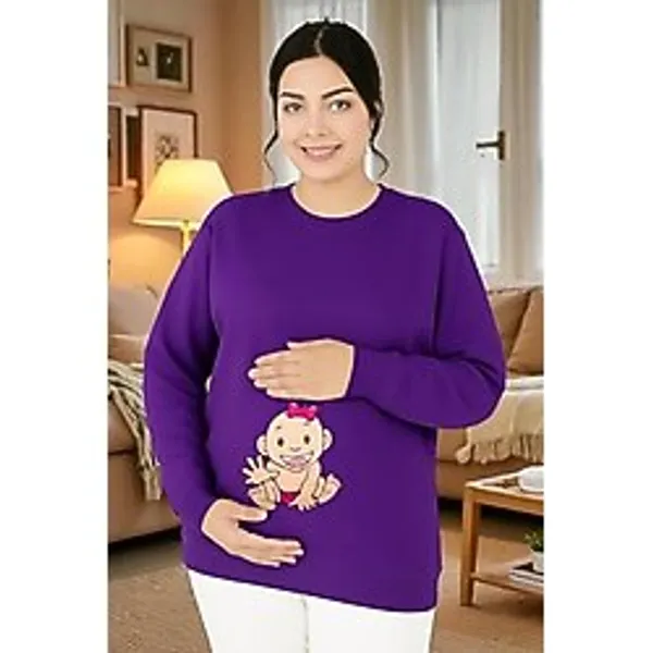 BENROMA Baskılı Hamile Sweatshırt,Mor 3XL/4XL HMLEBBSKLTA17