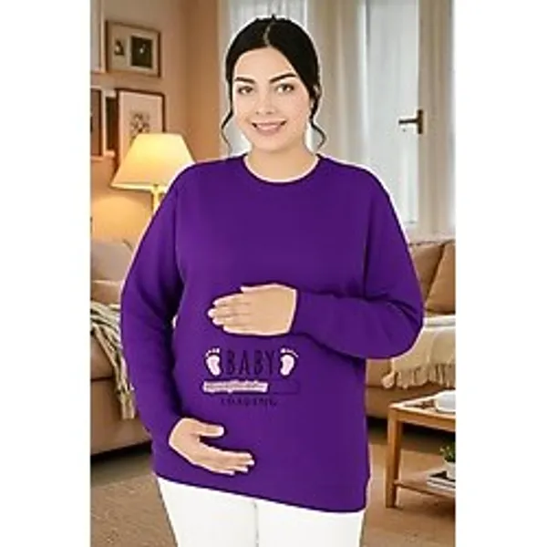 BENROMA Baskılı Hamile Sweatshırt,Mor 3XL/4XL HMLEBBSKLTA8