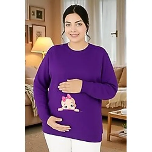 BENROMA Baskılı Hamile Sweatshırt,Mor 3XL/4XL HMLEBBSKLTA9