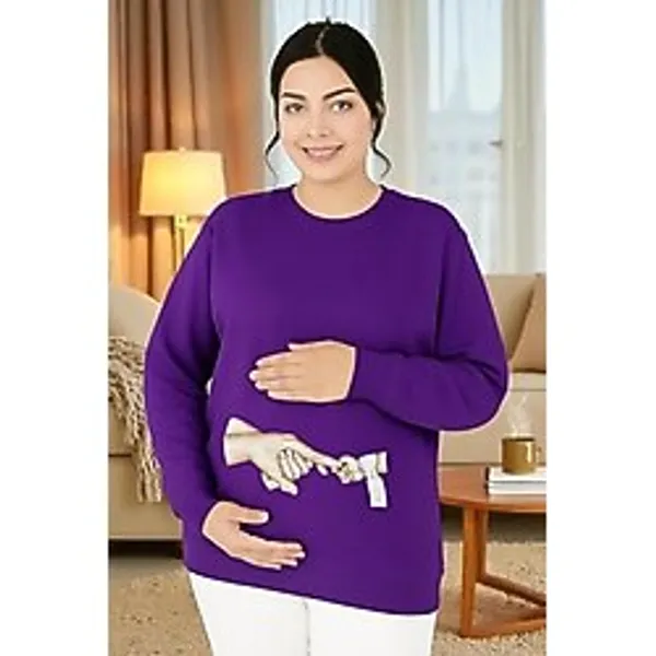 BENROMA Baskılı Hamile Sweatshırt,Mor 3XL HMLEBBSKLTA13