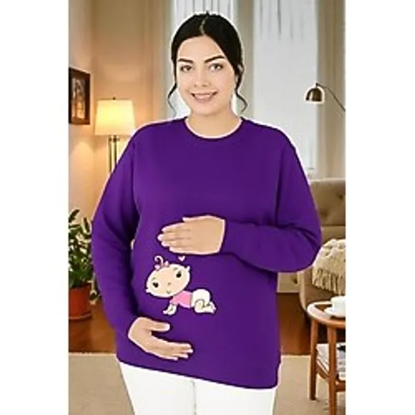 BENROMA Baskılı Hamile Sweatshırt,Mor 3XL HMLEBBSKLTA16