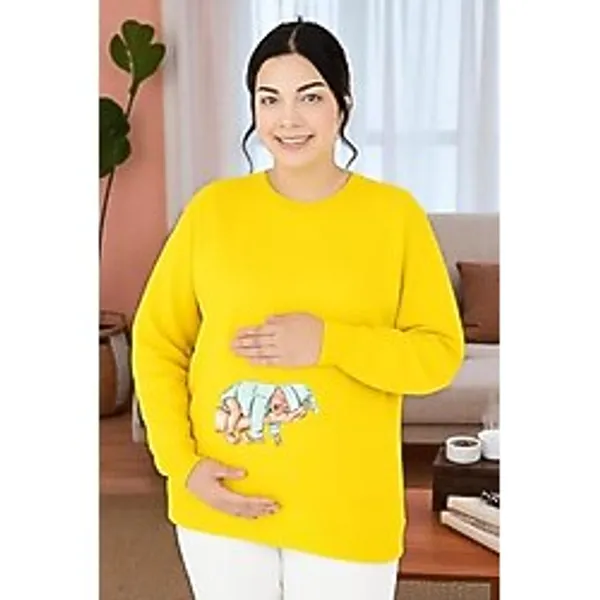 BENROMA Baskılı Hamile Sweatshırt,Sarı 3XL/4XL HMLEBBSKLTA12