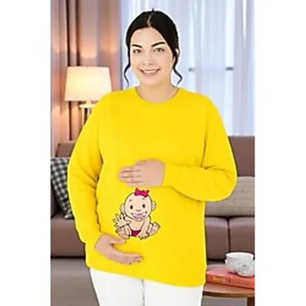 BENROMA Baskılı Hamile Sweatshırt,Sarı 3XL/4XL HMLEBBSKLTA17