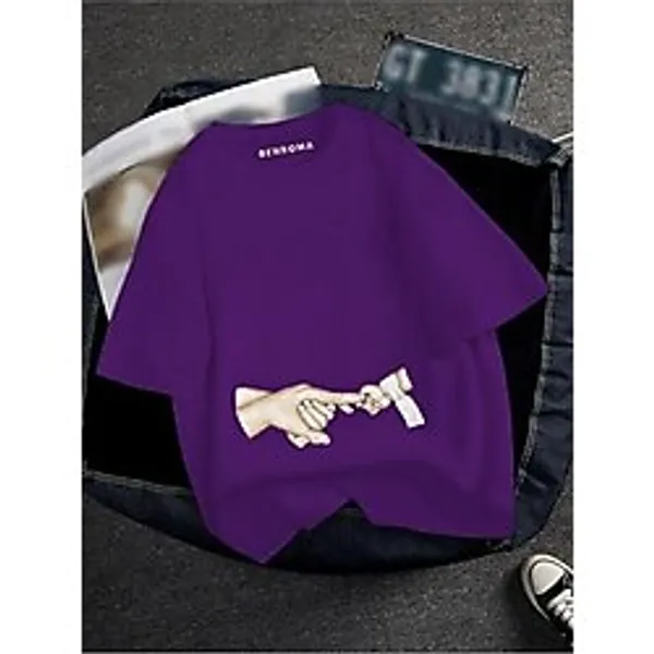 BENROMA Hamile Baskılı Tisort,Mor 5XL HAMGBK16
