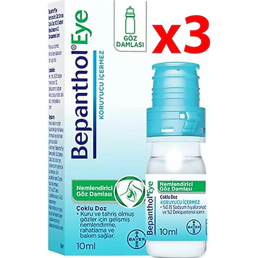 Bepanthol Eye Nemlendirici Göz Damlası 10 ml 3 Adet