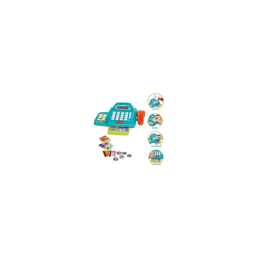 Berat Toys Berattoys Oyuncak Yazar Kasa Pilli Sesli Işıklı Yazar Kasa Evcilik Oyunu Market Oyun Seti Mavi